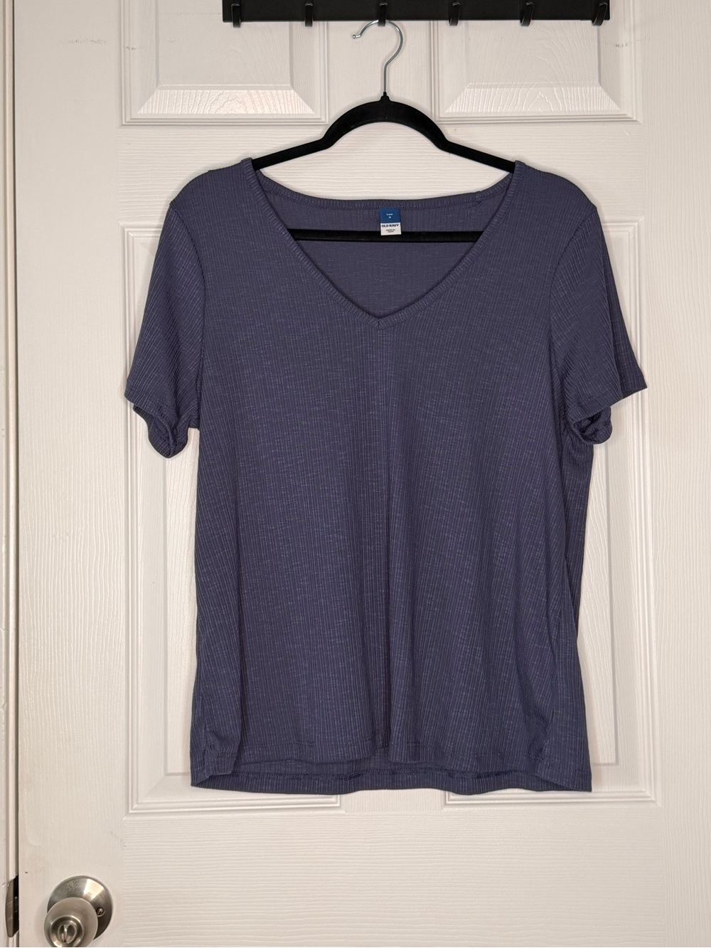 Old Navy Ribbed V-Neck Short Sleeve Top - Slate Blue
